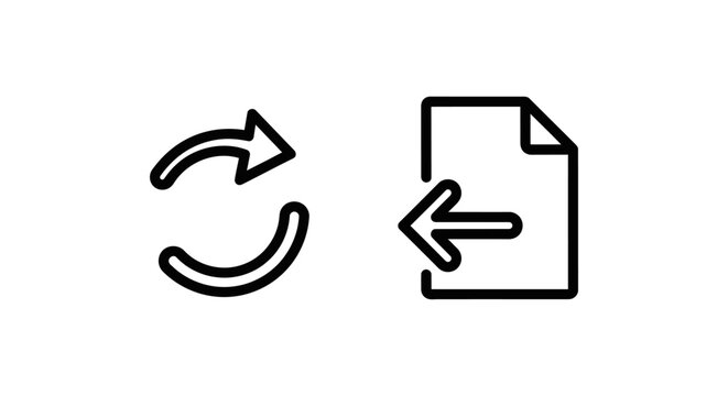 Rollback active circular arrow and previous state document icons with rollback previous document management interface circular progress recovery software