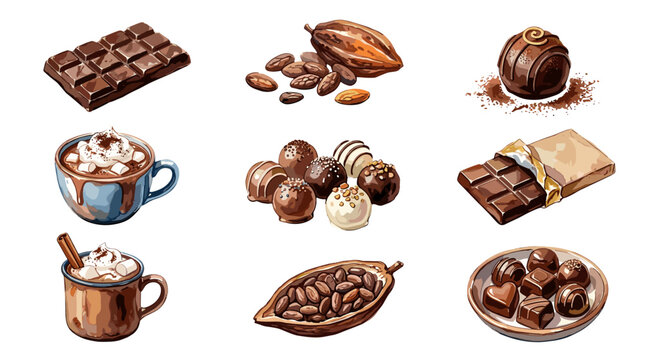 Assorted chocolates and confections arranged on a white surface
