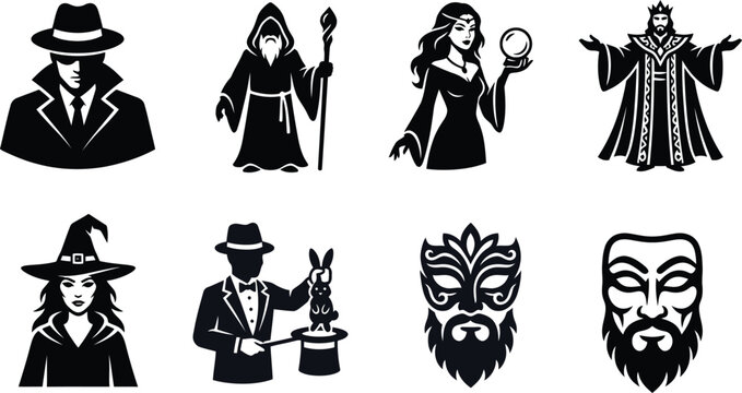 black magic silhouettes of magic characters