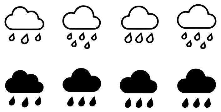 rain cloud weather icon vector set