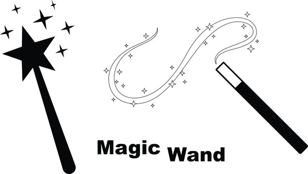black magic wand with star and sparkles