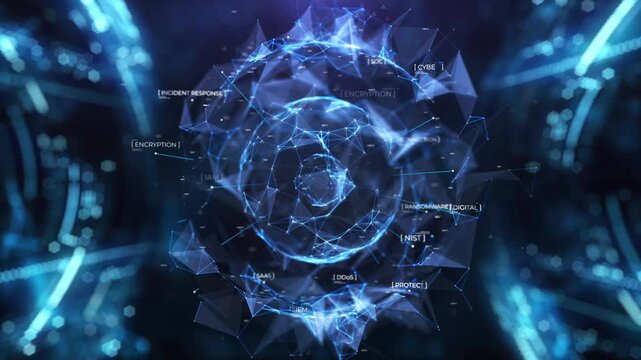 3D Cybersecurity Orb and Digital Shield Visualization - Global Data Protection Concept