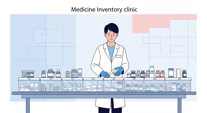 Pharmacist Organizing Medicine Inventory in Clinic Pharmacy