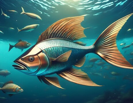 schwarm fische konzept einzigartig mutig neues oder allein sein