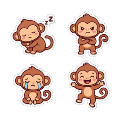 Fototapeta premium illustration of monkey with various expressions