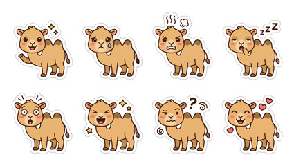 Obraz premium cartoon illustration of camel, with various expressions