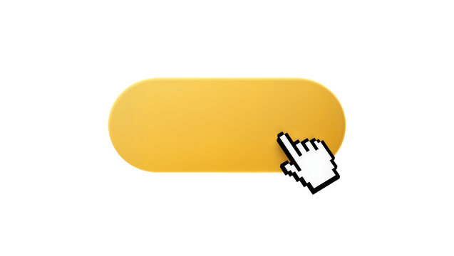 Yellow Rectangular Button with Pointing Hand Cursor
