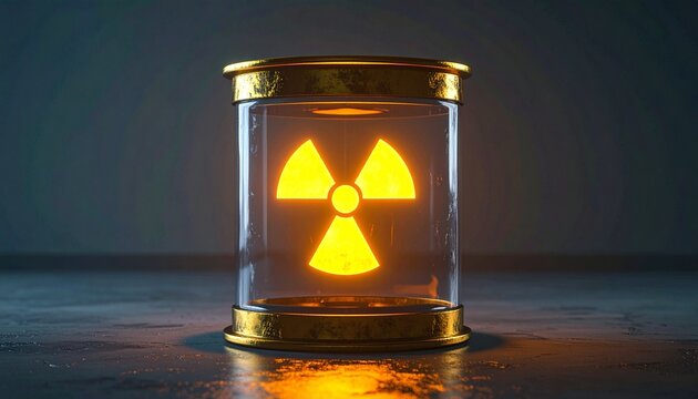 Radioactive Symbol in Glass Container - A Cautionary Image.