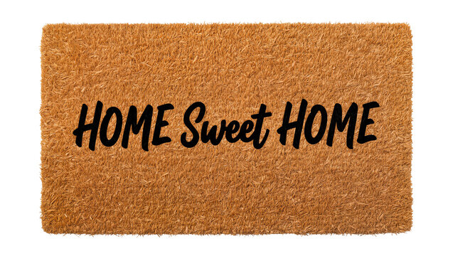 Rectangular Coir Doormat with Black Lettering Saying Home Sweet Home