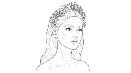 A 2D CAD illustration of woman with tiara and long hair © Stock Image Paradise