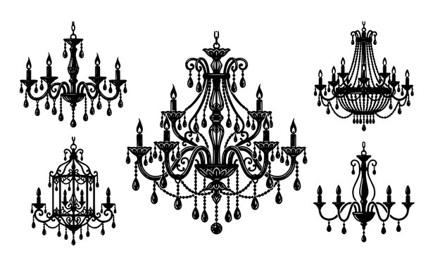 Elegant classical chandelier silhouettes for interior design decor