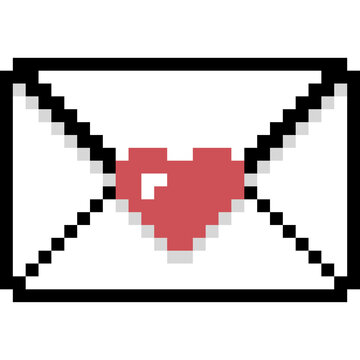 Envelope with heart pixelart