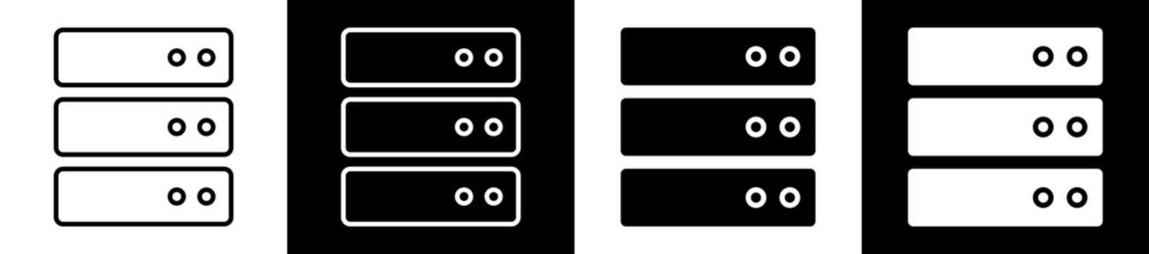 Server White Black Icon Vector Illustration