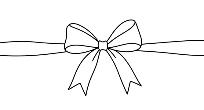 black white ribbon bow illustration, line drawing bow vector, elegant outline ribbon design, monochrome decorative bow graphic, hand drawn ribbon artwork, simple bow sketch illustration, decorative or