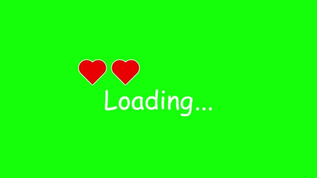Heart Animation Loading with Green Background, Cartoon Concept, 4K Video