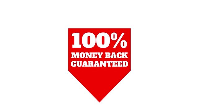 100% Money Back Guarantee Badge Animated isolated on white background alpha channel. Animation Video 4K
