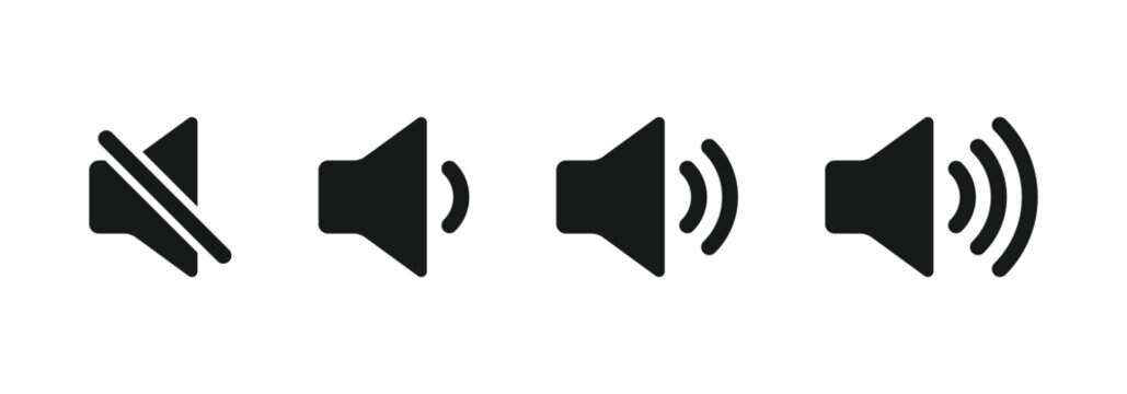 Speaker Volume Control Icons Set Sound Audio Vector Symbols