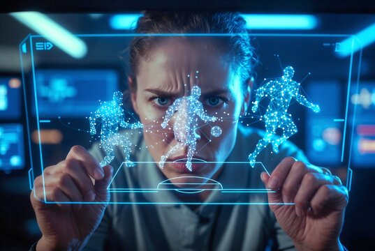 Futuristic Female VAR Referee Using Point Cloud Sports Analysis Interface