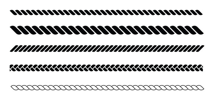 Rope Frame Icon. Vintage decorative elements. border seamless pattern set. Nautical rope brushes