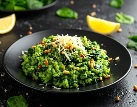 Cremiges Blattspinat-Risotto mit Zitronenzeste