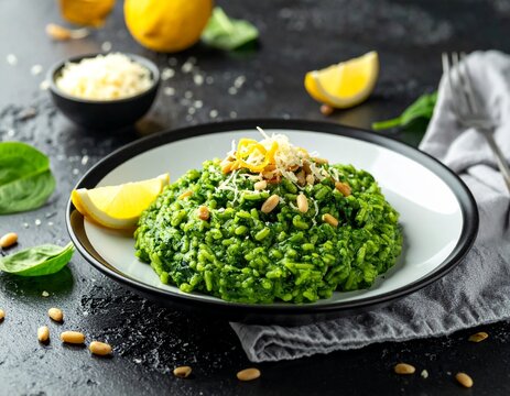 Cremiges Blattspinat-Risotto mit Zitronenzeste
