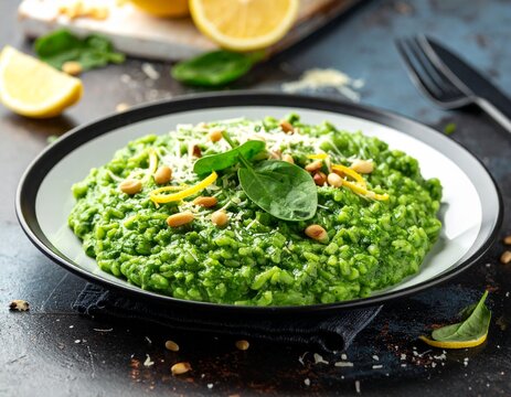 Cremiges Blattspinat-Risotto mit Zitronenzeste
