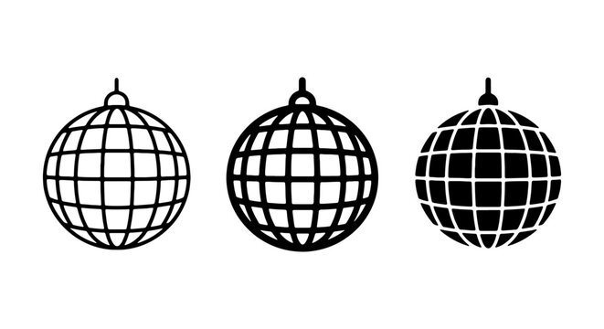 Disco Ball Icons, Retro Party Spheres, Vintage Music Celebration Vector Graphics