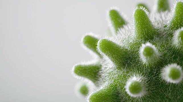 Macro photography of green fuzzy spike cell biology science concept illustration high definition