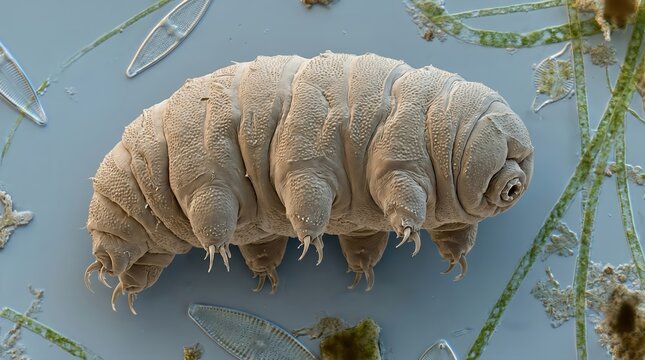A Tardigrade Surrounded By Diatoms