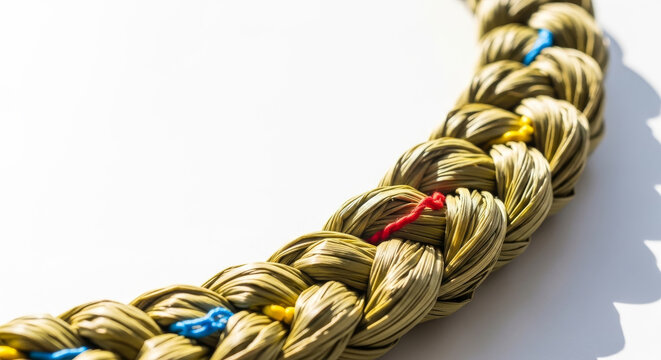 sweetgrass braid white background isolated natural woven grass used in traditional cultural ceremonies. Suitable for wellness and botanical themes