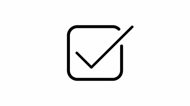 Check Mark Successfully Animation Icon Drawing a Square Tick for Completion 4k video animation seamless loop