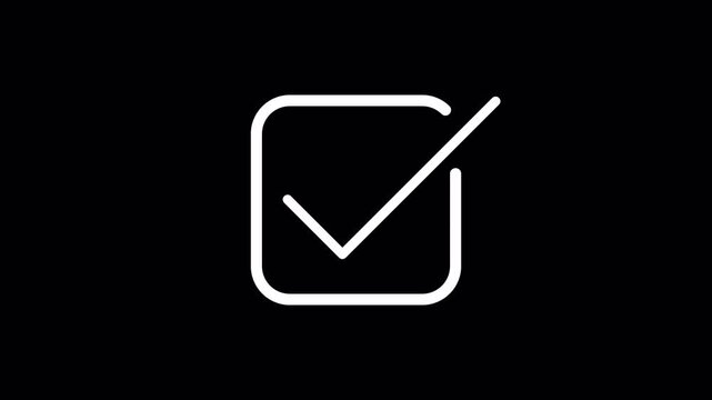 Check Mark Successfully Animated Icon in Rounded Square Box 4k video animation seamless loop