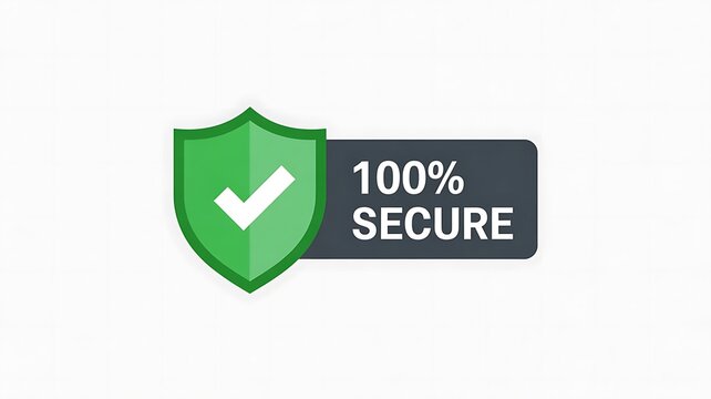 Secure, shield icon, 100% security, protection symbol, green checkmark
