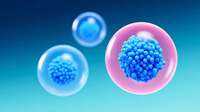 Floating cell models on blue gradient