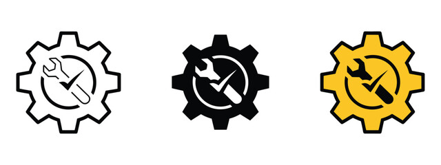 Easy installation icon vector, quality support and certified repair solutions symbol, clean flat and outline vector icons suitable for product setup guides © MDSAIDUR