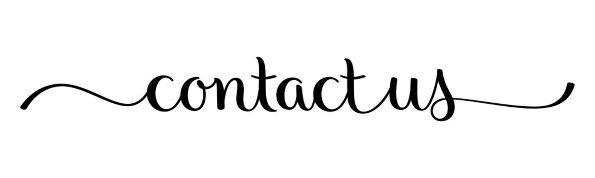 CONTACT US black brush lettering banner on transparent background