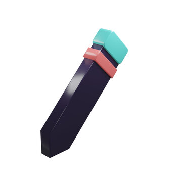 3D Pen Tool Icon Dark Navy Faceted Body Teal Cap Salmon Band Transparent Background