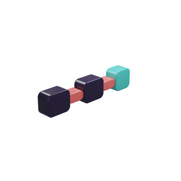 3D Breadcrumb Navigation Path Icon Connected Cubes Navy Coral Teal Transparent Background