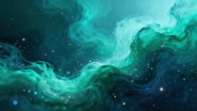 Green and blue cosmic nebula with stars