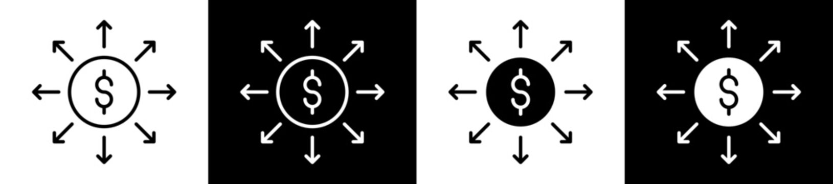 Expand White Black Icon Vector Illustration  
