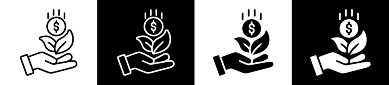 Investment White Black Icon Vector Illustration  