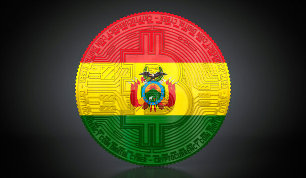 Bolivia - cryptocurrency bitcoin with national flag - 3D illustration