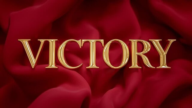 Victory Text Design on Red Fabric Background in Bright Colors Generative AI