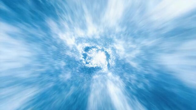 A cosmic nebula in space with blue and white colors.