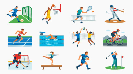 Fototapeta premium Collection of Sports Icons Depicting a Variety of Athletic Activities