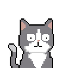Fototapeta premium Emoticon PNG image, cute cat emoticon, dazed cat emoticon, expression, latest emoticon, funny emoticon, pixel art style emoticon