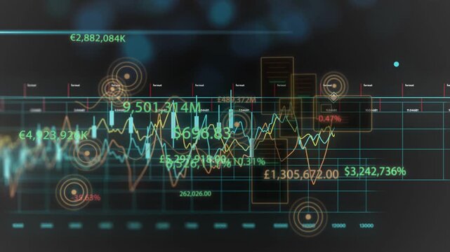 On live feed finance HUD updating lines moving marker sliding numbers changing showing market trend