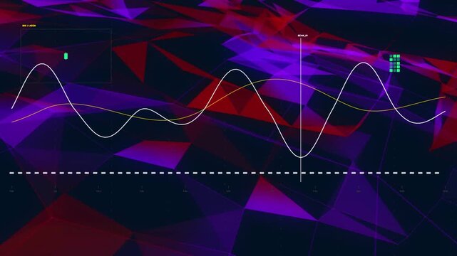 Scan line appearing left and moving right, waveforms oscillating and aligning, visualizing metrics