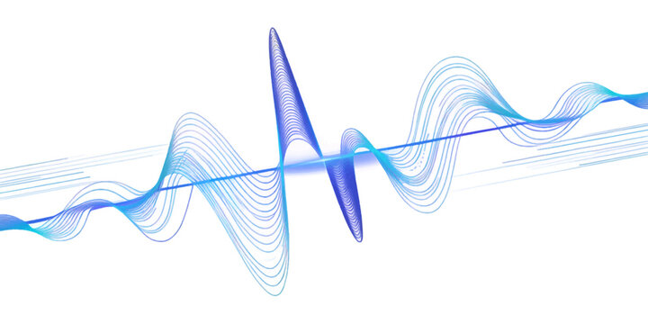 Abstract blue heart beat wave vector illustration featuring wavy lines and business motion curves on a gradient light texture background for art decoration and technology wallpaper design