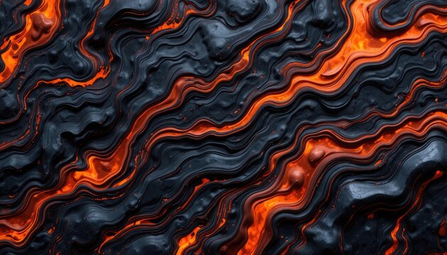 Abstract seamless pattern inspired by flowing lava and molten metallic textures